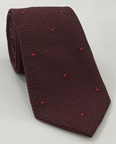 Burgundy Grenadine Grossa with Red (Hand Sewn) Pin Dots Silk Tie #GGDT-3 (8)